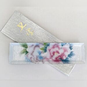 VTG Floral Design Shippo Yaki Cloisonné Enamel Tray Original Box Made in Japan